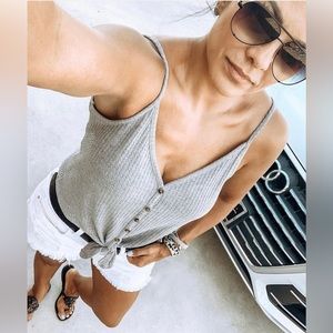 Waffle knit tank top